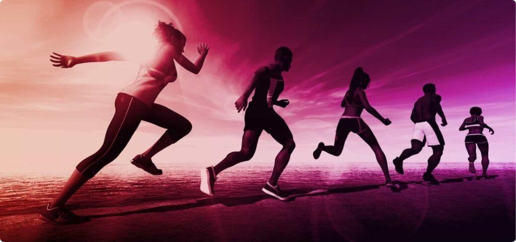 Nhóm người chạy bộ khi sáng sớm